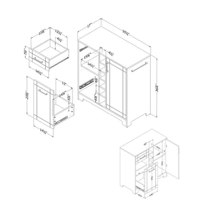 South Shore Vietti Bar Cabinet with Bottle and Glass Storage