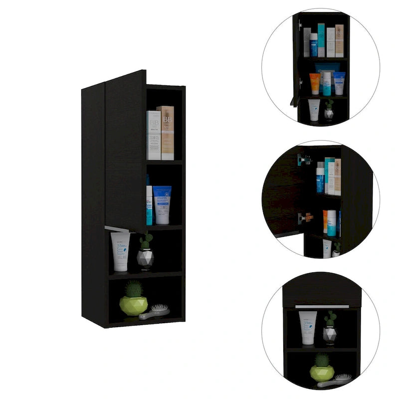 Mila Bathroom Cabinet, Two Internal Shelves, Two External Shelves, Single Door -White