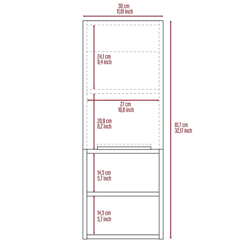 Mila Bathroom Cabinet, Two Internal Shelves, Two External Shelves, Single Door -White