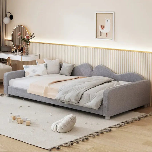 Twin size Upholstered Daybed with Cloud-Shaped Backrest