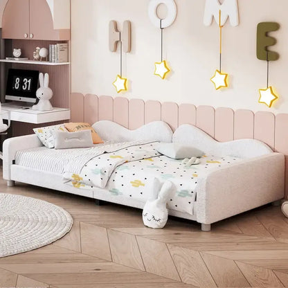 Twin size Upholstered Daybed with Cloud-Shaped Backrest