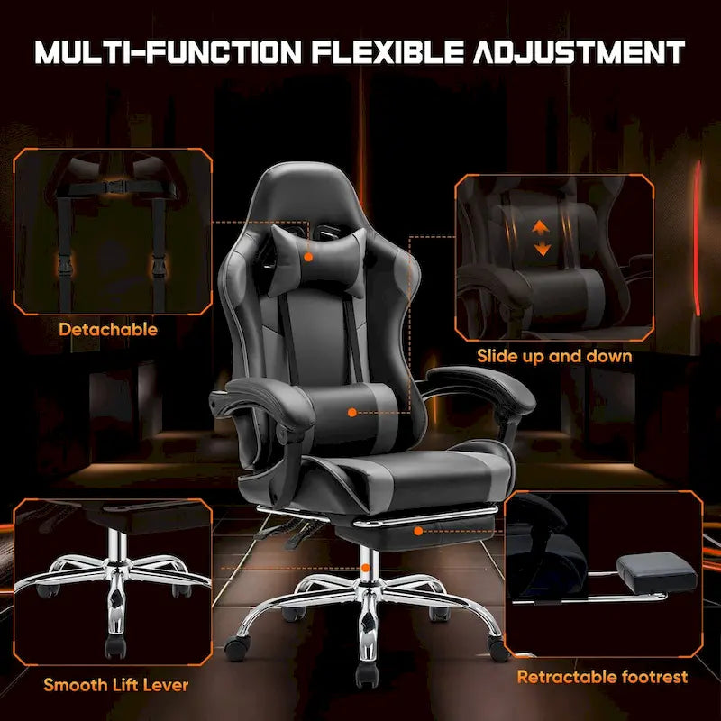 PU Leather Swivel Game Desk Chair