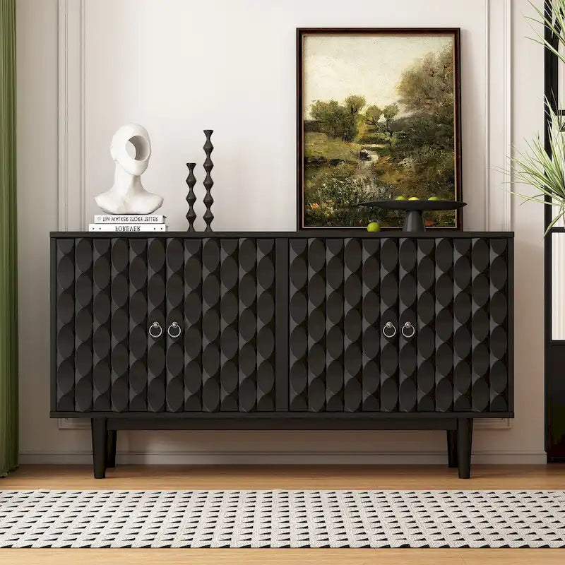 Modern 4-door Sideboard with Convex Pattern Doors
