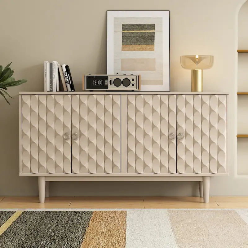 Modern 4-door Sideboard with Convex Pattern Doors