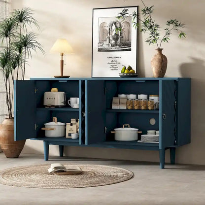Modern 4-door Sideboard with Convex Pattern Doors