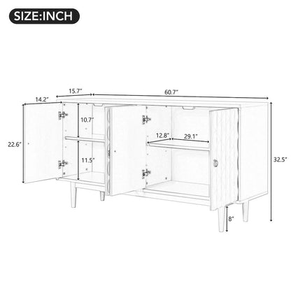 Modern 4-door Sideboard with Convex Pattern Doors
