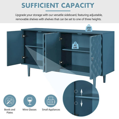 Modern 4-door Sideboard with Convex Pattern Doors