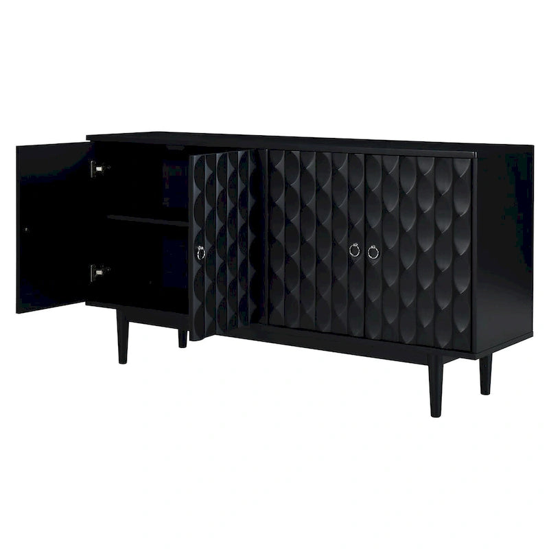 Modern 4-door Sideboard with Convex Pattern Doors