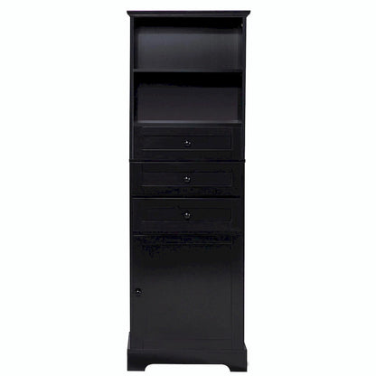 Tall Storage Cabinet with 3 Drawers and Adjustable Shelves for Bathroom