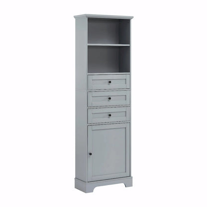 Tall Storage Cabinet with 3 Drawers and Adjustable Shelves for Bathroom