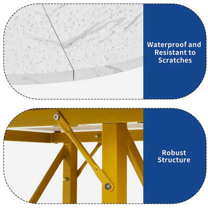Moasis Round Dining Table with Storage Shelves Metal Legs for 4-6 People for Dining Living Room