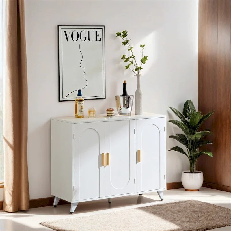 Sideboard Buffet Cabinet With 3 Doors And Removable Shelves