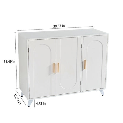 Sideboard Buffet Cabinet With 3 Doors And Removable Shelves