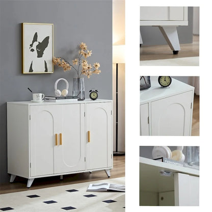 Sideboard Buffet Cabinet With 3 Doors And Removable Shelves