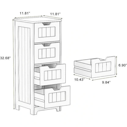 Freestanding storage cabinet with 4 drawers