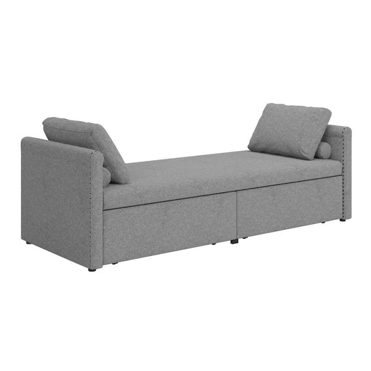 Modern Upholstered Chaise Lounger Daybed Small Single Daybed with 2 Drawers, No Mattress Needed