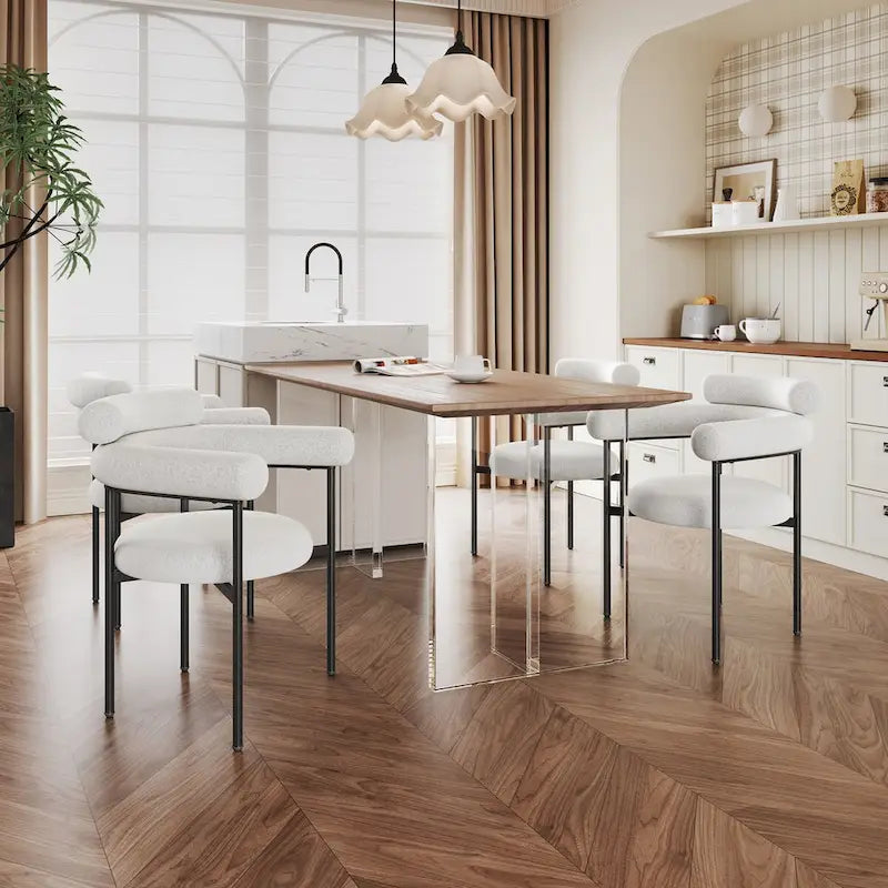 Upholstered Armchair Dining Chairs With Metal Legs for Home, Kitchen, Living Room(Set of 2)