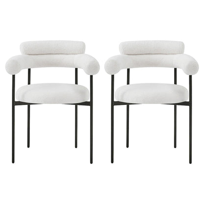 Upholstered Armchair Dining Chairs With Metal Legs for Home, Kitchen, Living Room(Set of 2)
