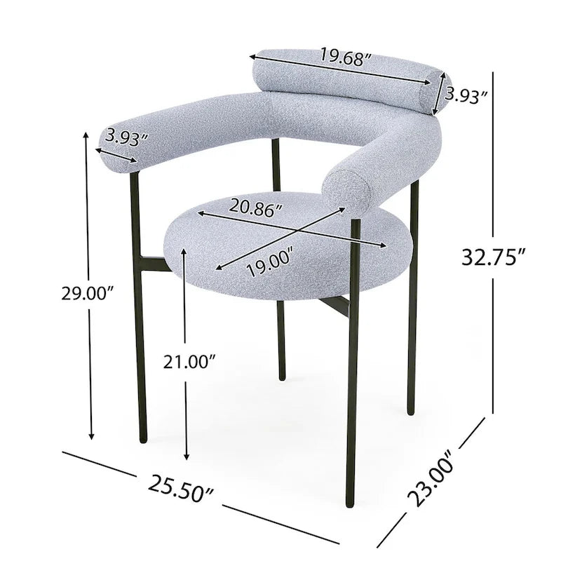 Upholstered Armchair Dining Chairs With Metal Legs for Home, Kitchen, Living Room(Set of 2)