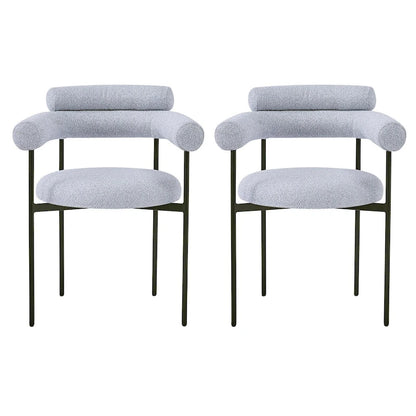 Upholstered Armchair Dining Chairs With Metal Legs for Home, Kitchen, Living Room(Set of 2)