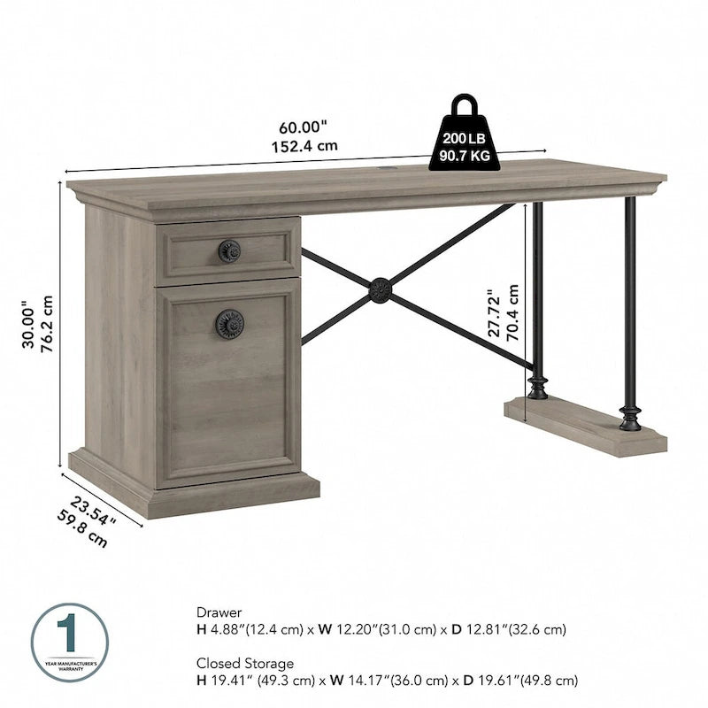 Coliseum 60W Designer Desk with Storage by Bush Furniture