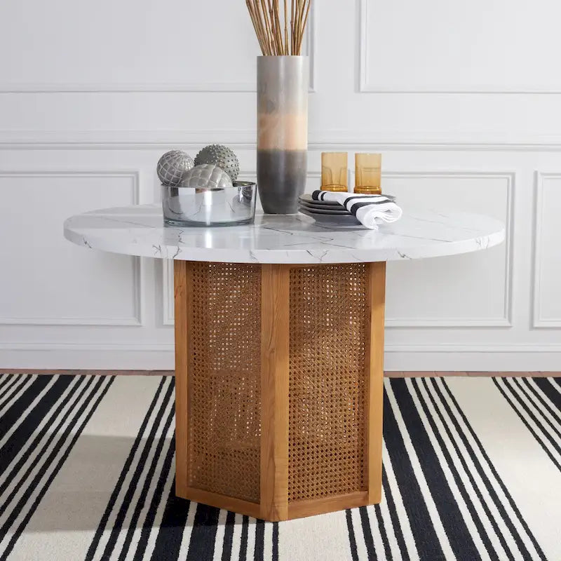 SAFAVIEH Mozell Cane Dining Table - 47.3 W x 47.3 L x 28.8 H - 47Wx47Dx29H